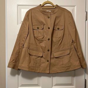 LOFT Plus tan blazer with two chest pockets and two front pockets size 18